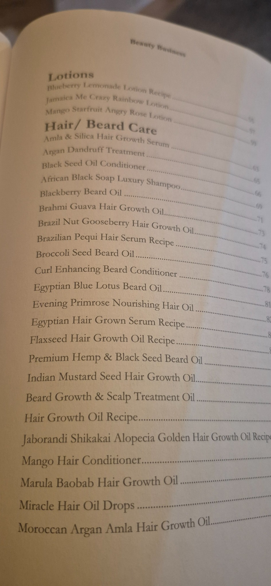 Look inside The Beauty Business Blueprint table of contents photo